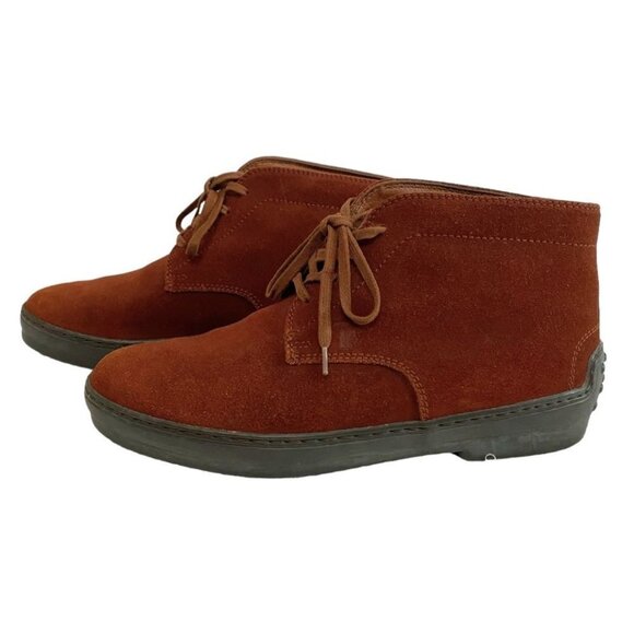 NWOT TOD'S WOMEN'S TEL QUEL RUST BROWN SUEDE LACE UP BOOTIES - 7,5 - Picture 1 of 7